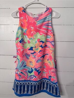 Lilly Pulitzer Neon Coral, Pink & Aqua Floral Shift Dress